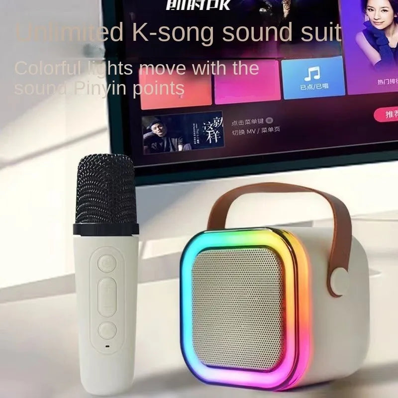 K12 Bluetooth Karaoke Machine Portable  5.3 PA Speaker System with 1-2 Wireless Microphones Home Family Singing Children's Gifts