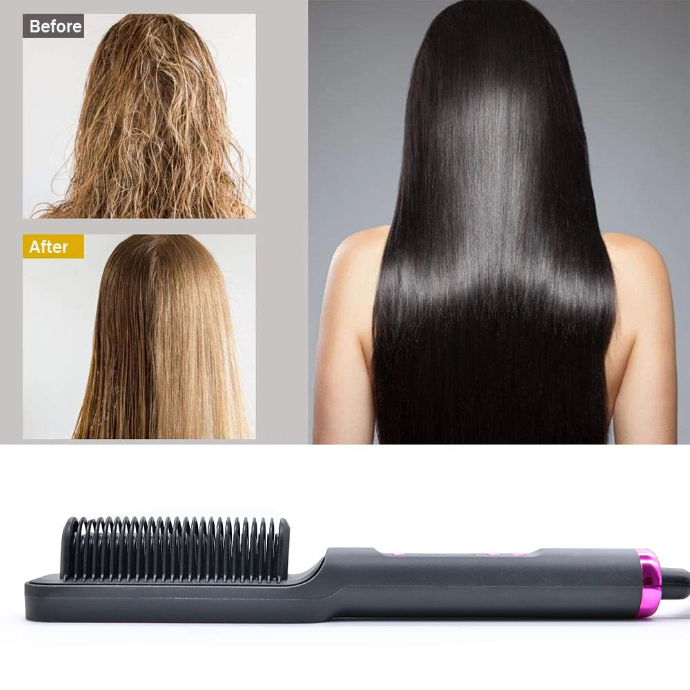 Electric Hot Comb Multifunctional Straight Hair Straightener Comb Negative Ion Anti-Scalding Styling Tool Straightening Brush