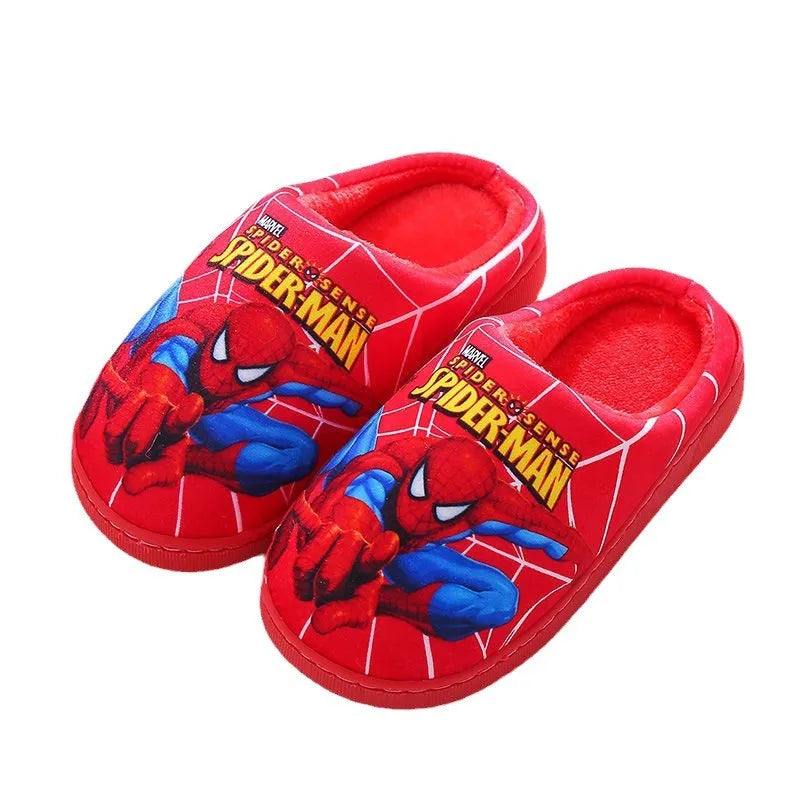 Cartoon Printed Spider-man Cotton Slippers For Children's Shoes Fashion New Style Warmth Autumn Winter Indoor Kids Boys Slipper