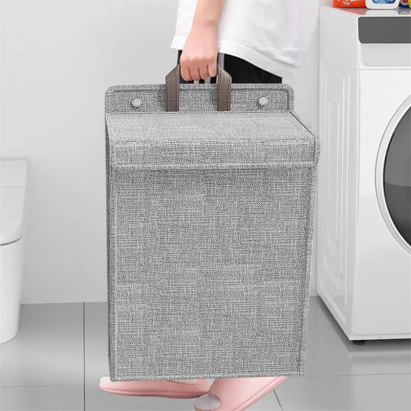 Folding Sticky Laundry Basket Dirty Clothes Storage Basket Multifunctional Punch-free Wall Hanging Large Capacity Household