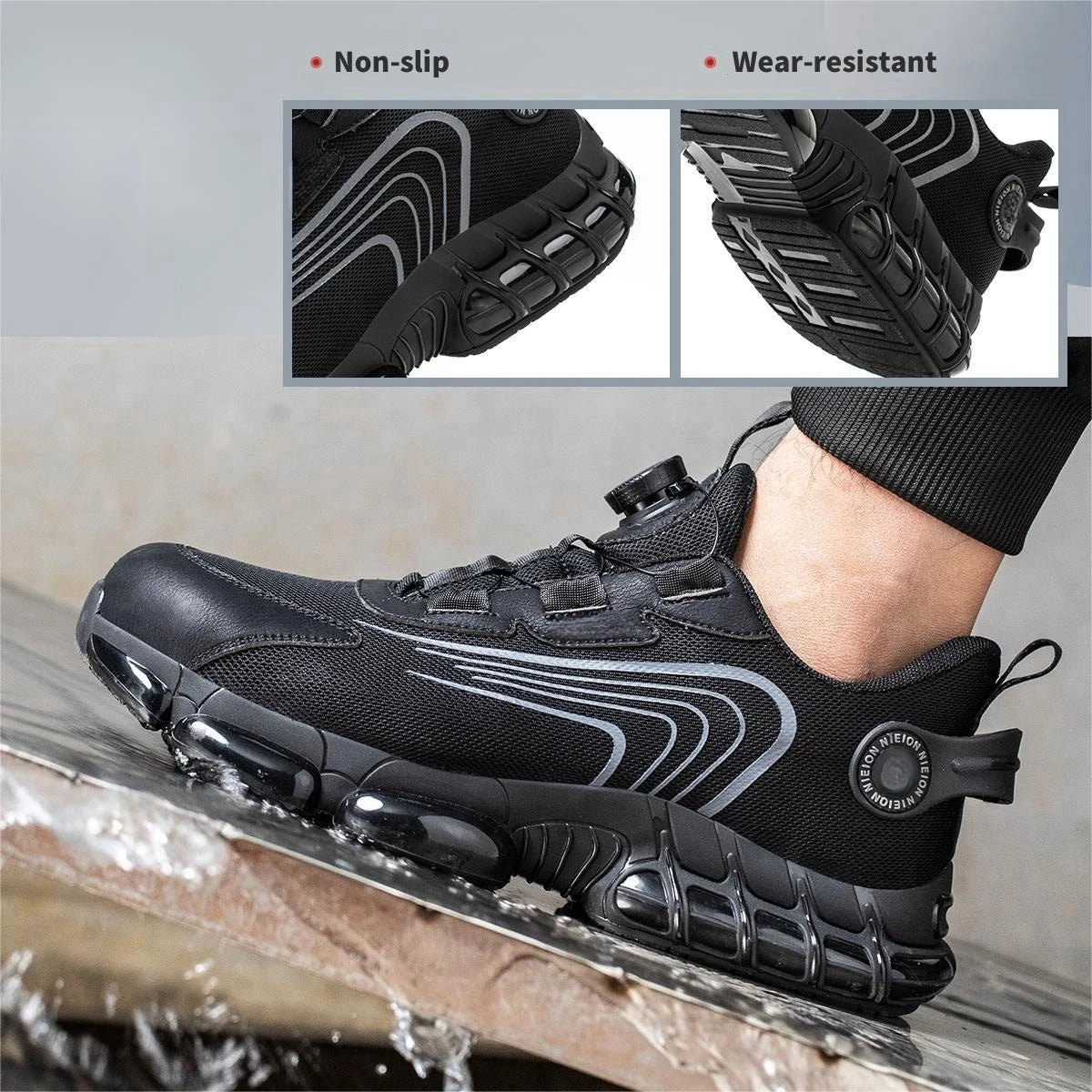 Rotary Buckle Work Sneakers Protective Shoes Safety Industrial Puncture-Proof Anti-smash Steel Toe Shoes